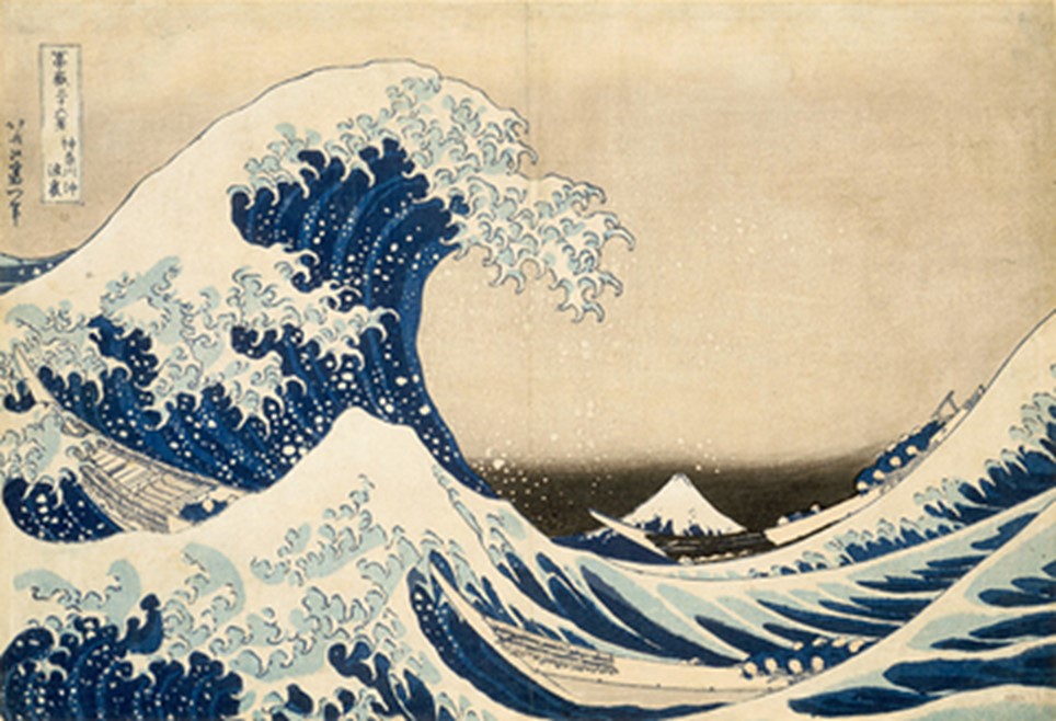 Reproduction de la peinture 'La grande vague' de Kanagawa'